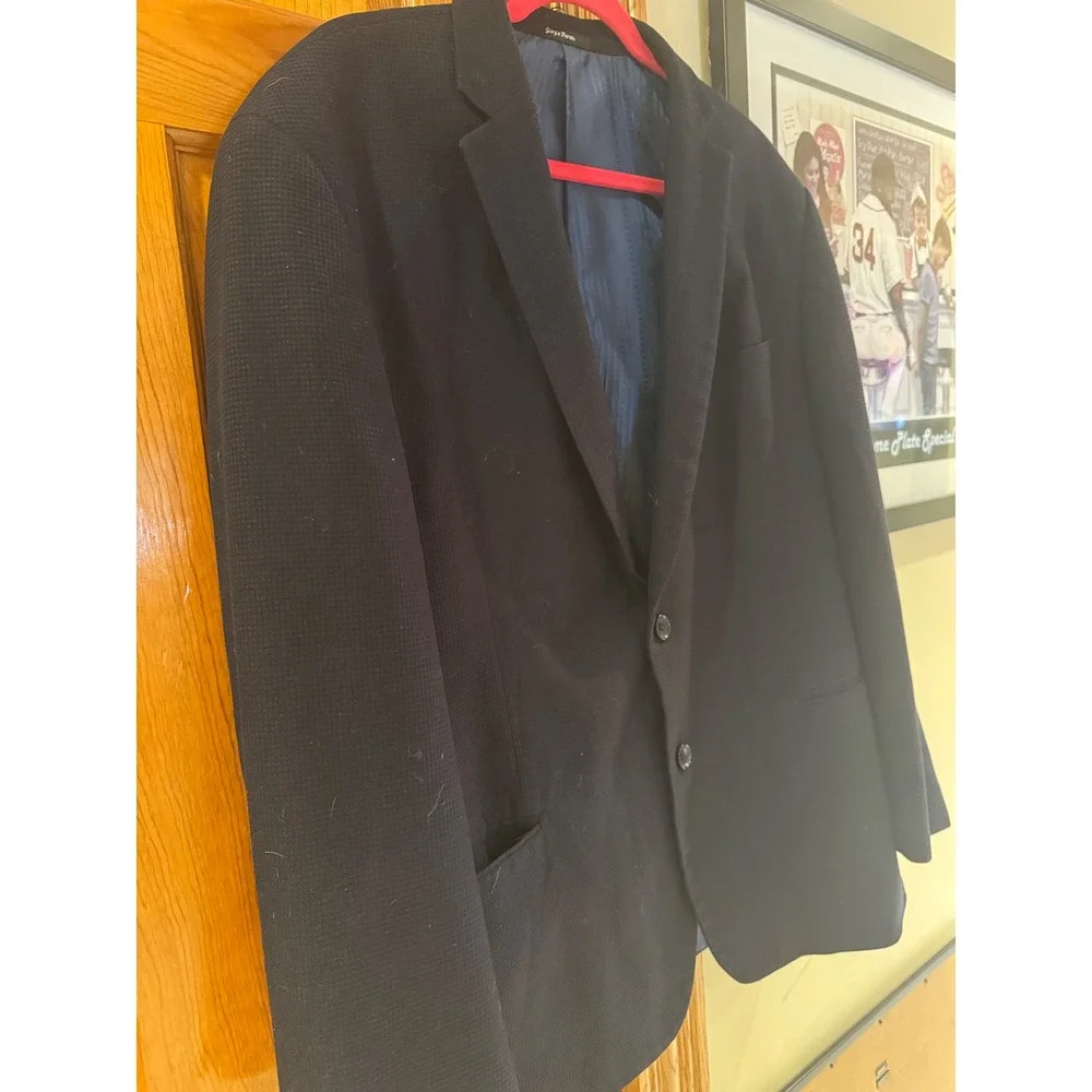 Giorgio‎ Fiorelli Mens Navy Blue Textured Two Button Blazer Jacket Size 50R